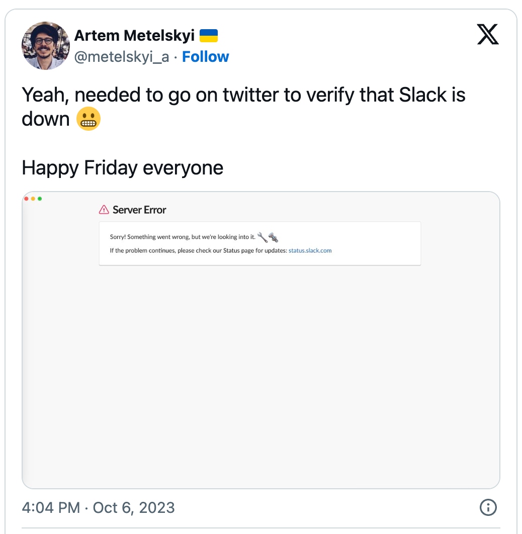 Thứ Sáu vui vẻ: Slack ngừng hoạt động